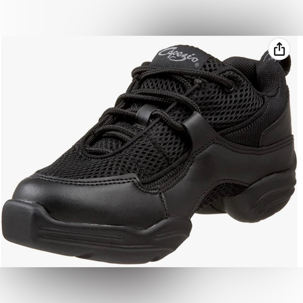 Capezio Kids Black Mesh Leather Dance Sneakers